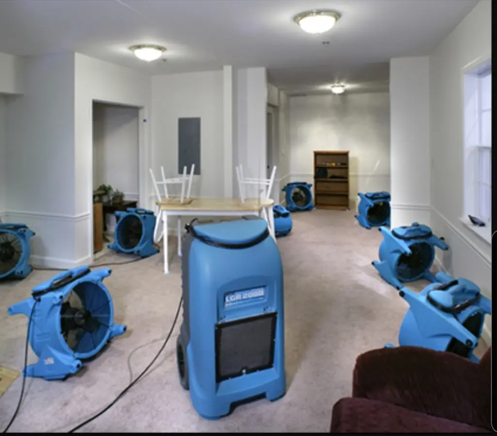 Air movers and dehumidifier setup for Water Extraction & Removal in Cedar Mill